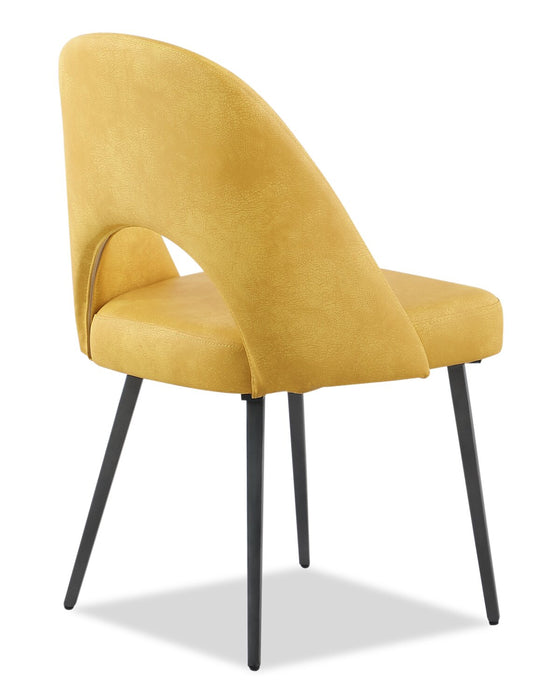 Kort & Co. Bay Dining Chair with Vegan Leather Fabric, Metal - Mustard