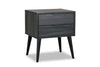 Nash Bedside 2-Drawer Nightstand, 21.3\"W x 22.6\"H, Modern Mid-Century - Dark Grey