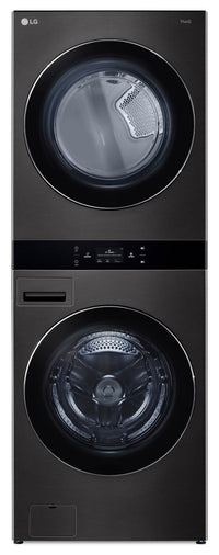 LG 5.8 Washer/7.4 Dryer Cu. Ft. Front-Load High-Efficiency Steam Washtower™ - Black Steel - WKEX300H…