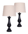 Grady 24\" Matte Black 2-Piece Set, with Two Table Lamps and USB Charging