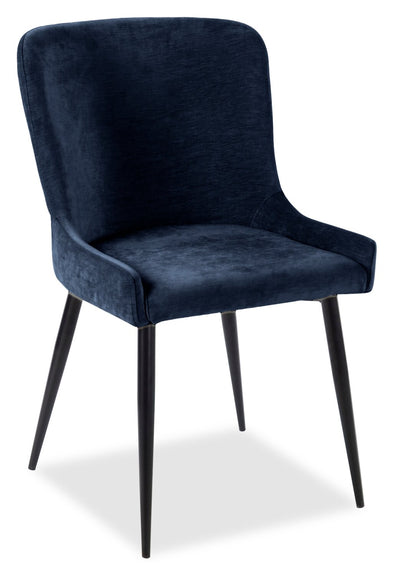 Lexi Dining Chair with Velvet-Look Fabric, Metal - Blue | Chaise de salle à manger Lexi en tissu d’apparence velours et en métal - bleue