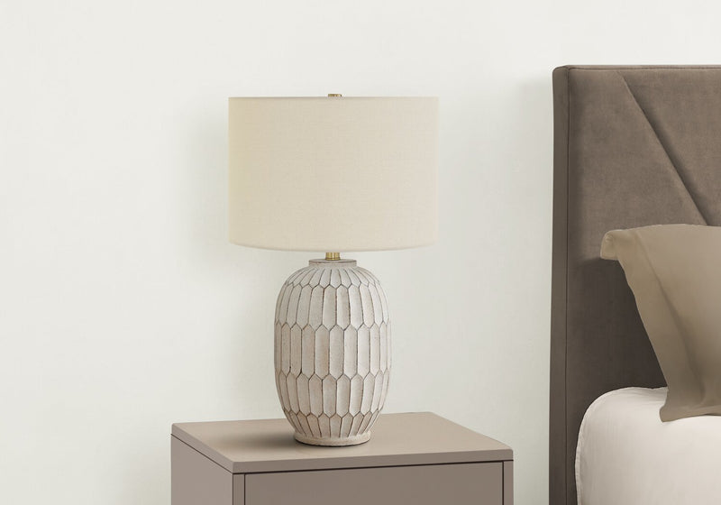 24\" Cream Textured Resin Table Lamp