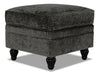 Made in Canada Bellmont 26\" Chenille Fabric Ottoman with Wood Legs - Charcoal Grey