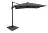 Solar Cantilevered Patio Umbrella with Base - 137\"W x 84\"H, Steel, Hand Crank, Water/Sand Fill Attachable Base, Built-in LED Lights - Grey