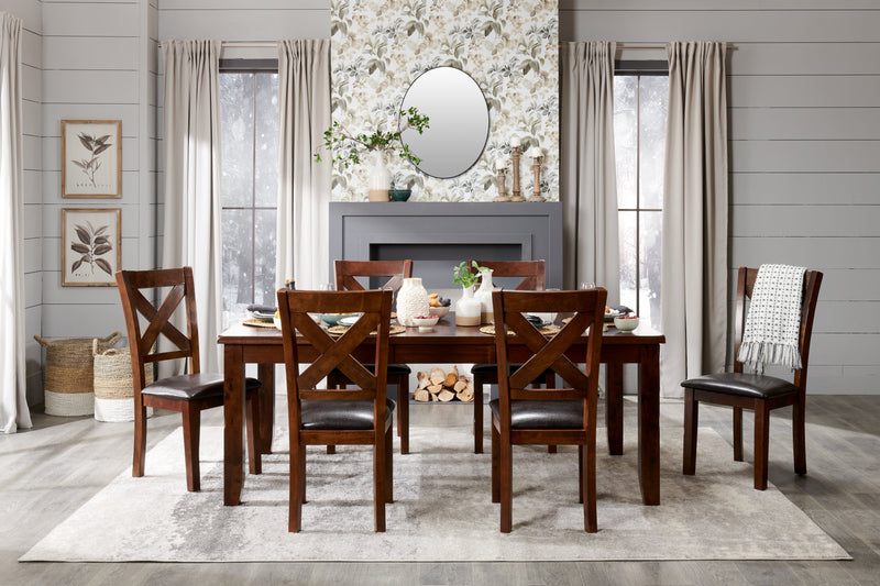 Talia Dining Chair with Vegan-Leather Fabric, Cross-Back - Brown