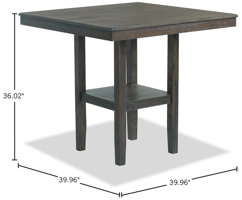 Tribeca Counter-Height Table, Pedestal Base, 40\"W Square - Grey/Brown