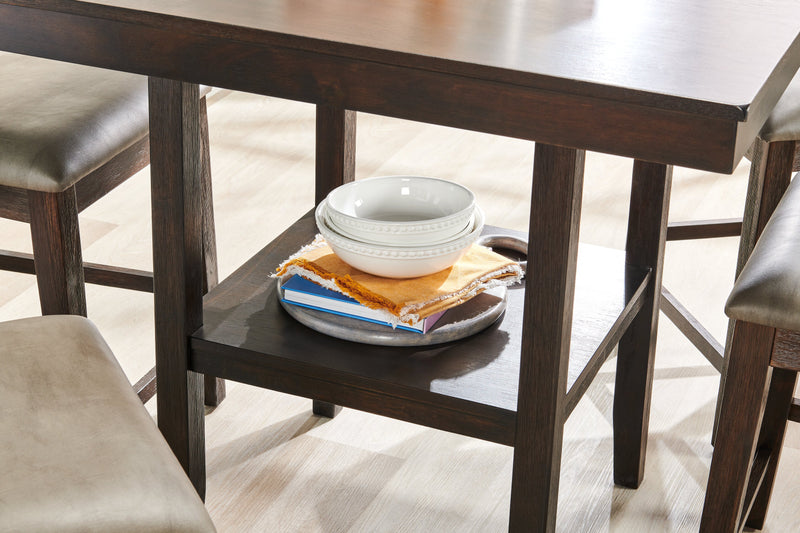 Tribeca Counter-Height Table, Pedestal Base, 40\"W Square - Grey/Brown