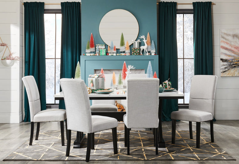 Verona Dining Chair with Linen-Look Fabric, Wood - Light Grey