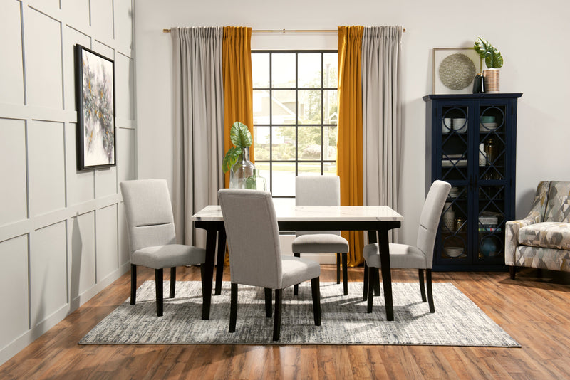 Verona Dining Chair with Linen-Look Fabric, Wood - Light Grey