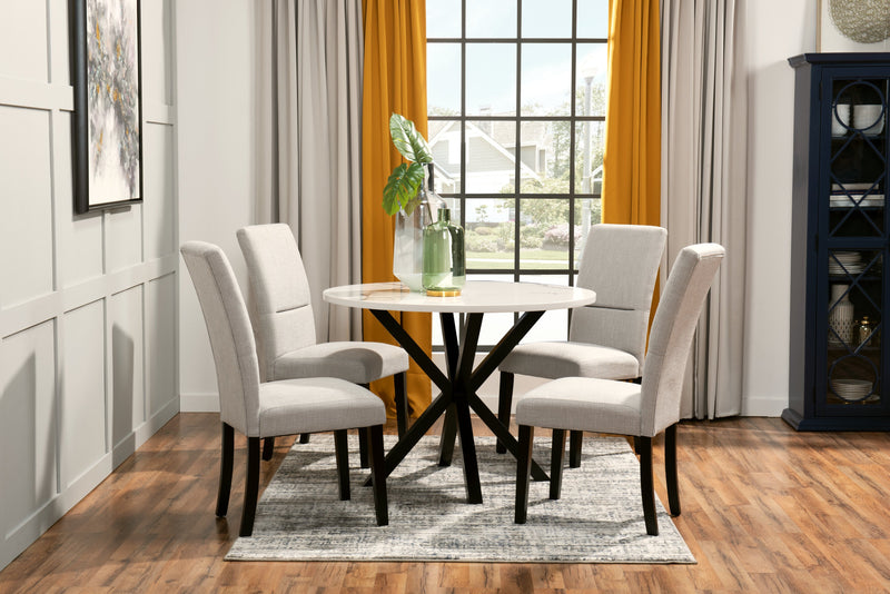 Verona Dining Chair with Linen-Look Fabric, Wood - Light Grey