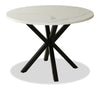 Verona Dining Table with Culture Marbled Top, Metal, Geometric Base, 42\"W Round - White