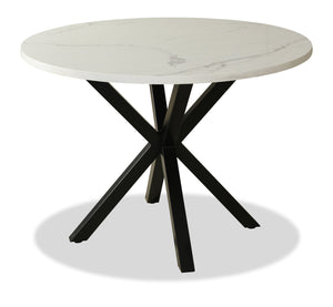 Verona Dining Table with Culture Marbled Top, Metal, Geometric Base, 42