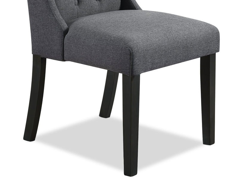 York Dining Chair with Linen-Look Fabric & Nailhead Trim - Grey