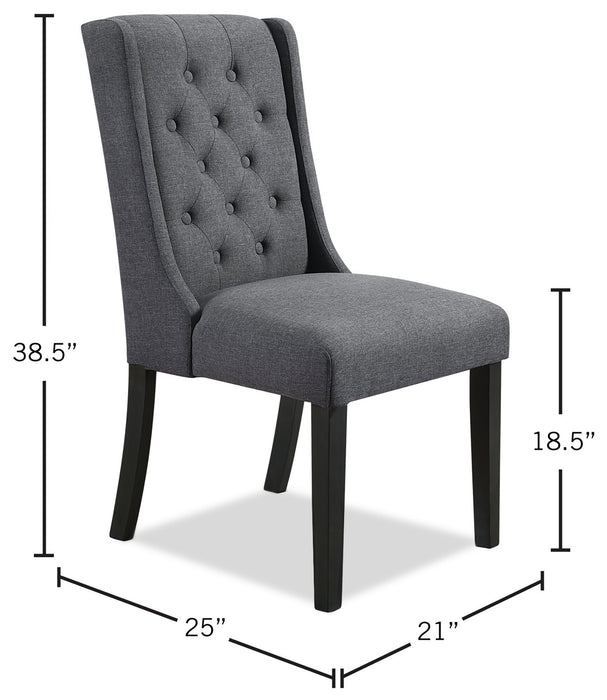 York Dining Chair with Linen-Look Fabric & Nailhead Trim - Grey