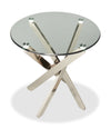 Zila 24\" Modern Round Glass Top End Table - Silver with Stainless Steel Base