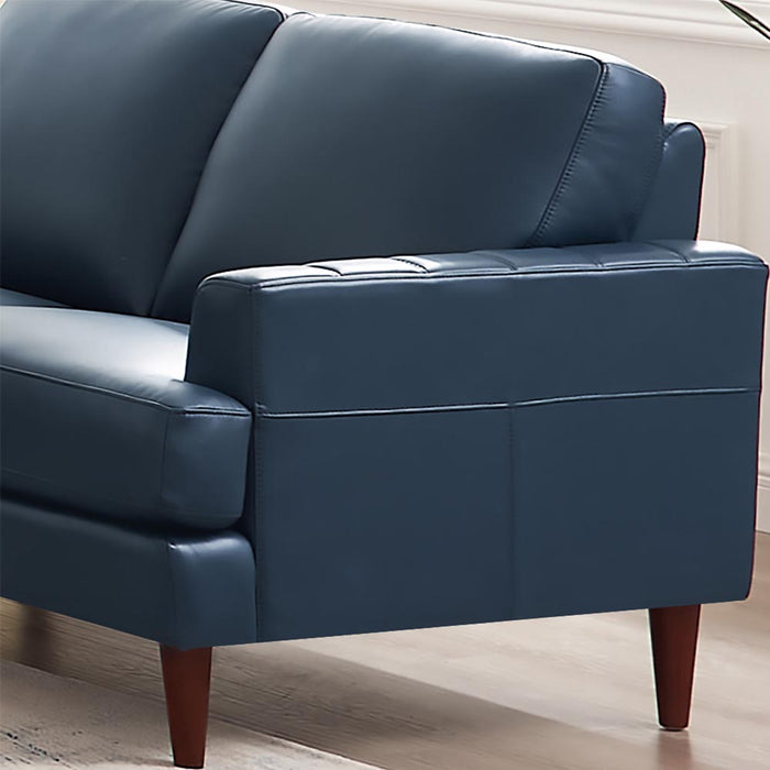 Hydeline Cassis Leather Loveseat - Navy