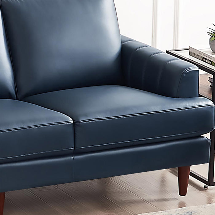 Hydeline Cassis Leather Loveseat - Navy