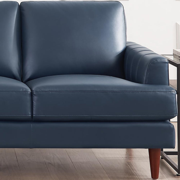 Hydeline Cassis Leather Loveseat - Navy