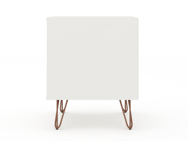 Manhattan Comfort Rockefeller Mid-Century Modern Nightstand with Drawer - White