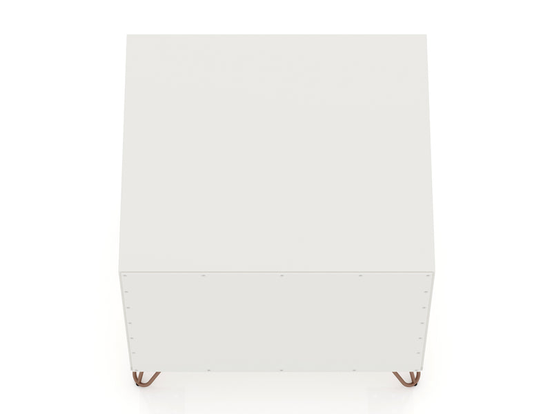 Manhattan Comfort Rockefeller Mid-Century Modern Nightstand with Drawer - White