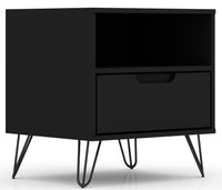 Manhattan Comfort Rockefeller Mid-Century Modern Nightstand with Drawer - Black