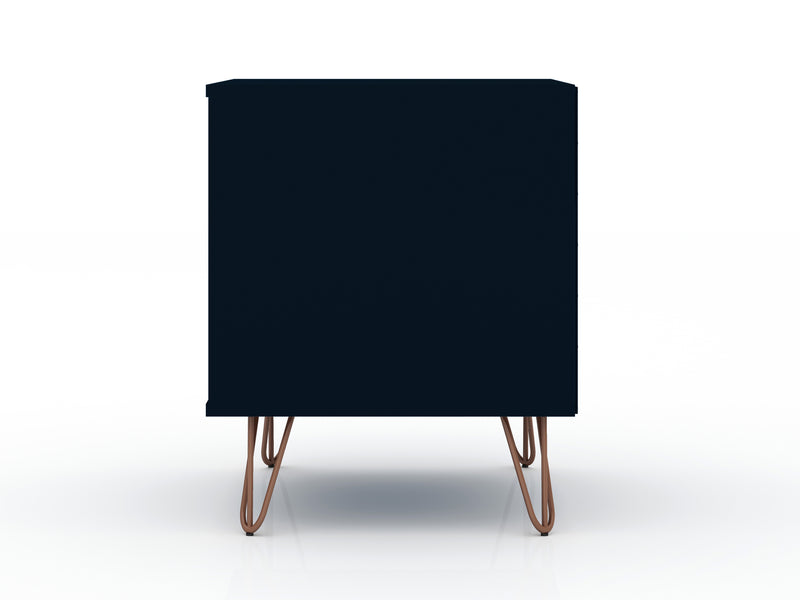 Manhattan Comfort Rockefeller Mid-Century Modern Nightstand with Drawer - Tatiana Midnight Blue