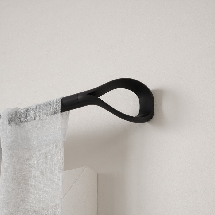 Umbra Loop Matte Black Expandable 1\" Curtain Rod - 42\"-120\" 