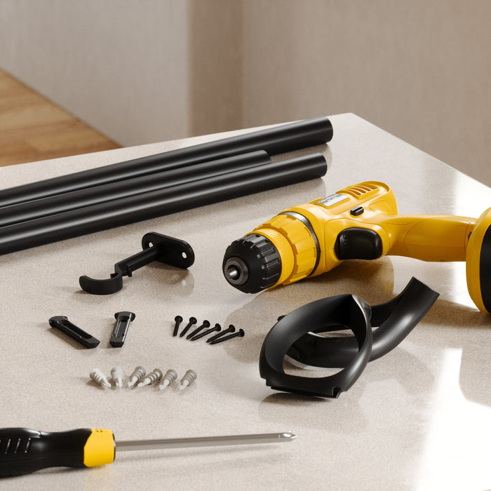 Umbra Loop Matte Black Expandable 1\" Curtain Rod - 42\"-120\" 