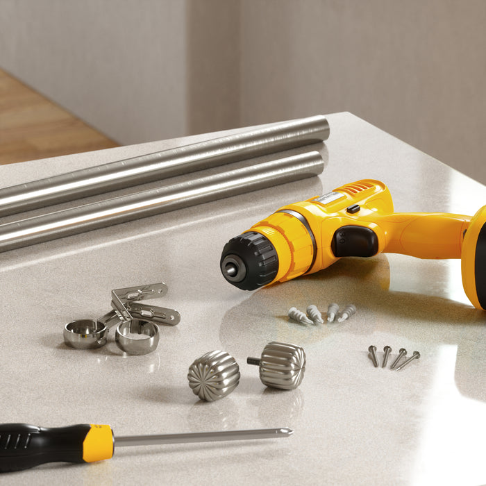 Umbra Cleo Nickel Steel Expandable 1\" Curtain Rod - 66\"-120\" 