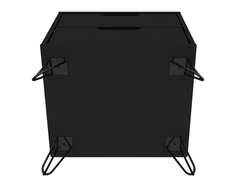 Manhattan Comfort Rockefeller Mid-Century Modern Nightstand with 2-Drawer - Black