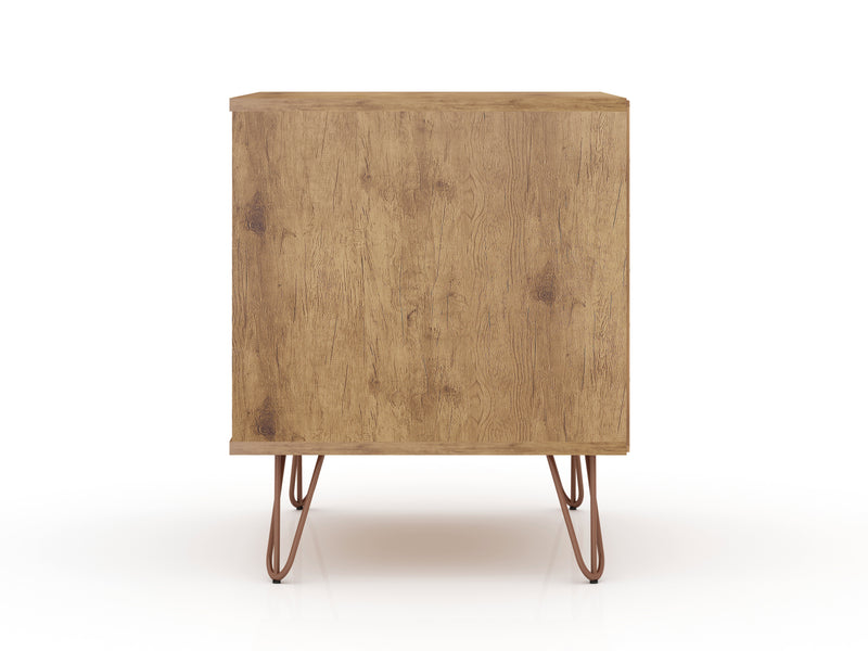 Manhattan Comfort Rockefeller Mid-Century Modern Nightstand with 2 Drawers - Textured Grey