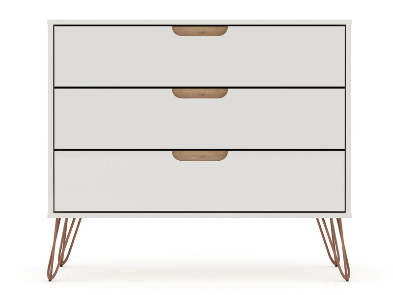 Manhattan Comfort Rockefeller Mid-Century Modern Dresser with 3-Drawers - Off White
