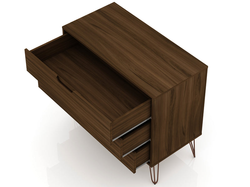 Manhattan Comfort Rockefeller Mid-Century Modern Dresser with 3-Drawers - Brown