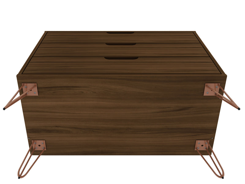 Manhattan Comfort Rockefeller Mid-Century Modern Dresser with 3-Drawers - Brown