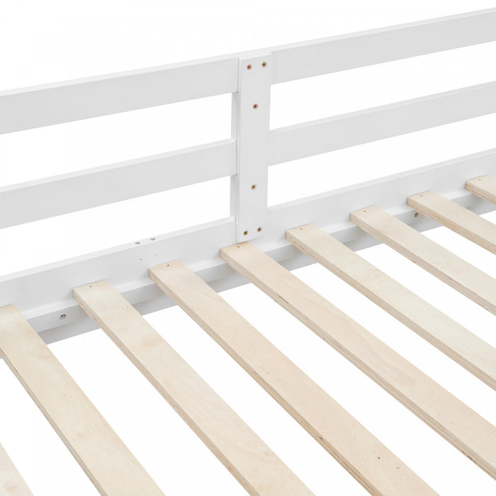 Ethan Solid Wood Queen Size Bunk Bed with Ladder, Sturdy & Space-Saving, White