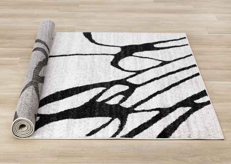 Emmett Grey Black Drizzle Swirl Rug, 5'3\" x 7'7\" Indoor Area Rug