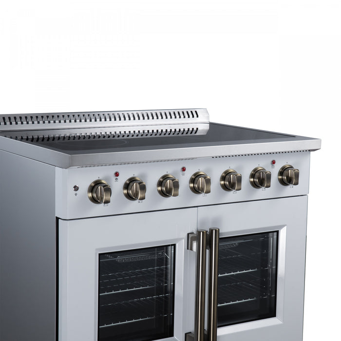 Galiano 36 Inch French Door Electric Range, 5 radiant burners, 5.36 cu.ft., White - FFSEL6917-36WHT