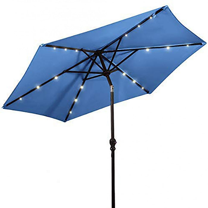 Costway 9ft Market Patio Umbrella w/Solar Lights & 40 LBS Steel Umbrella Stand