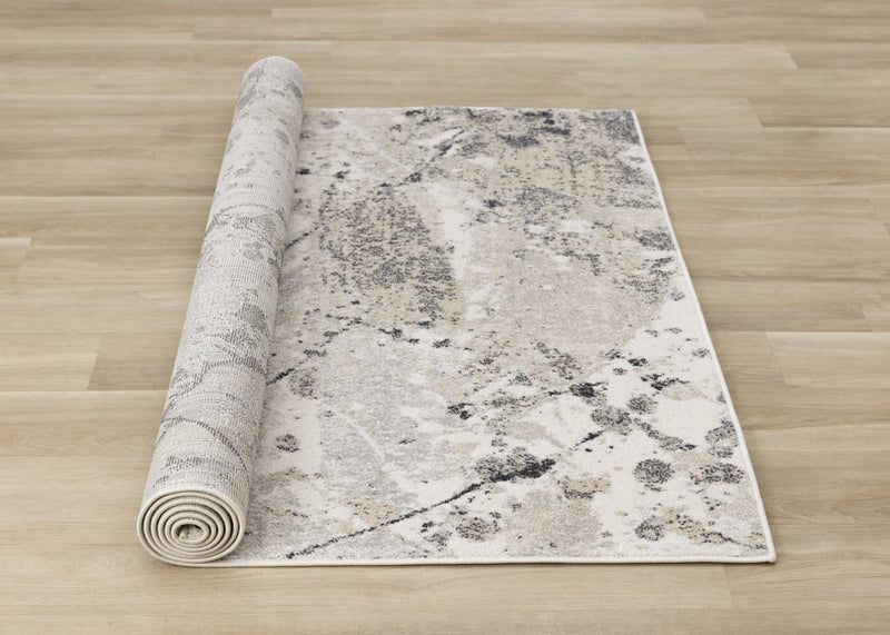 Sophie Grey Beige Black White Paint Splatter Design Rug, 5'3\" x 7'7\" Indoor Area Rug