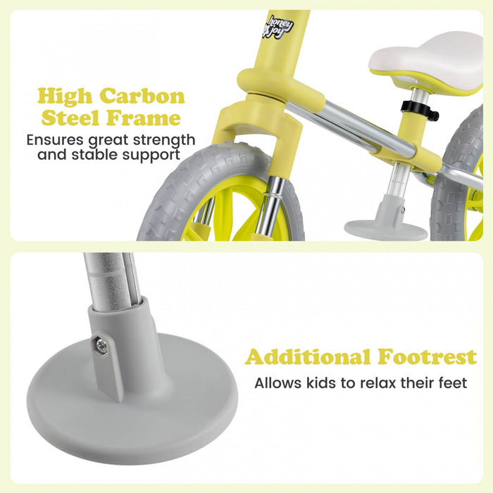 Honeyjoy 12\" Balance Bike 2 Wheels Children's Bicycle With Adjustable Seat Green