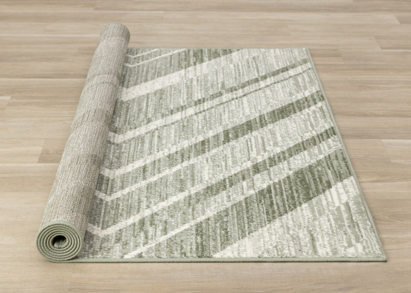 Florence Green White Distressed Chevron Design Rug, 6'7\" x 9'6\" Indoor Area Rug