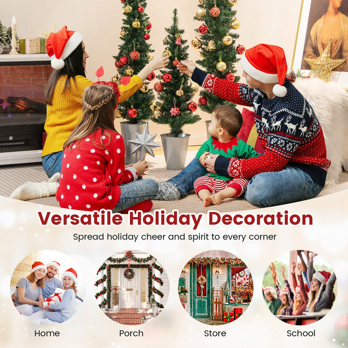 Costway Potted Artificial Christmas Tree Set Of 3 With 3/4/5 Ft Faux Slim Pencil Trees