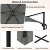 Costway 9 FT Patio Cantilever Umbrella with Sun-Protective Canopy, Top Air Vent Cross Base Gray