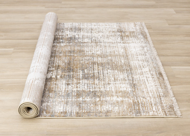 Sydney Brown Cream Grey Distressed Rug, 5'3\" x 7'10\" Indoor Area Rug