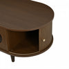 Grain 39.3 Inch Walnut Coffee Table with Roll-Up Door and Acrylic Drawer, Walnut | Grain Table Basse Noyer 39.3 po avec Porte Enroulable et Tiroir Acrylique, Noyer