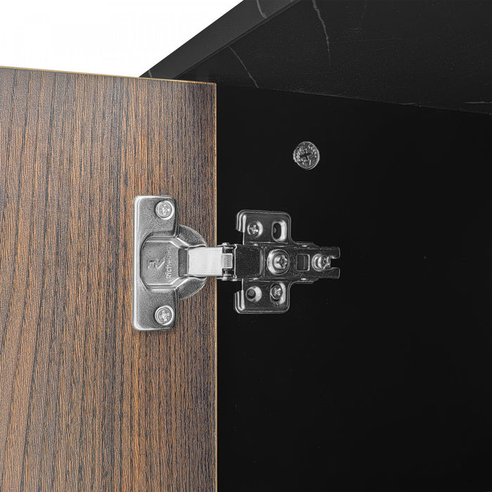 Ethan 78.7\" TV Cabinet with Adjustable LED Lighting,Black Tv Stand