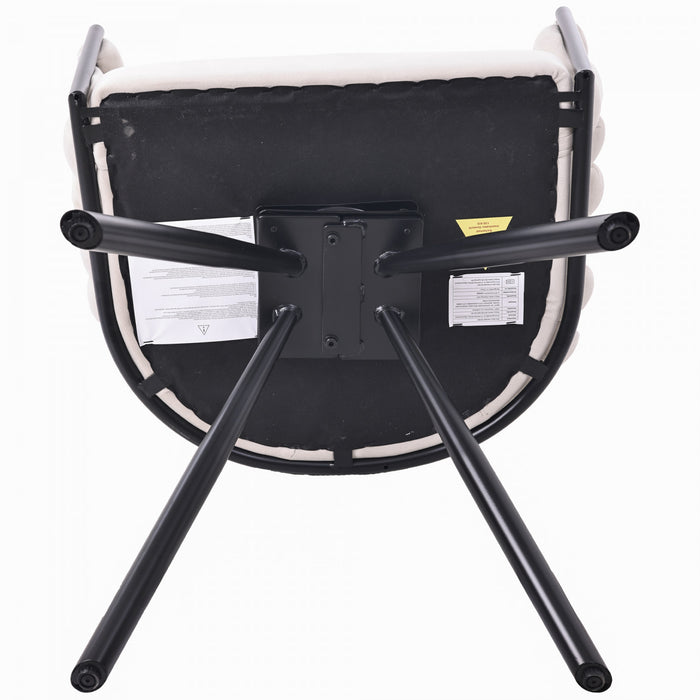 Amelia Velvet Swivel Dining Chairs with Tufted Upholstered and Metal Legs Set of 6, Beige