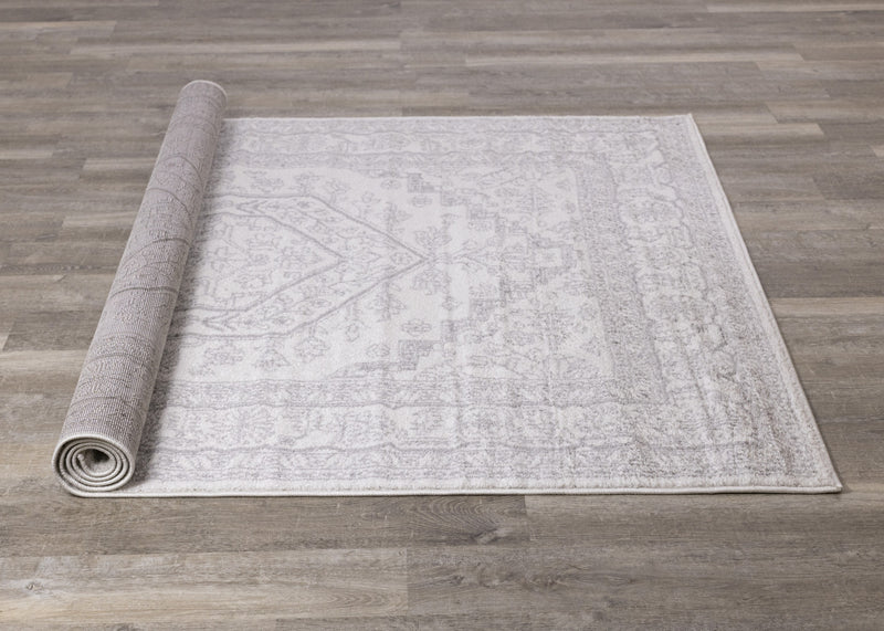 Fallon White Grey Elegant Faded Traditional Rug, 7'10\" x 10'6\" Indoor Area Rug