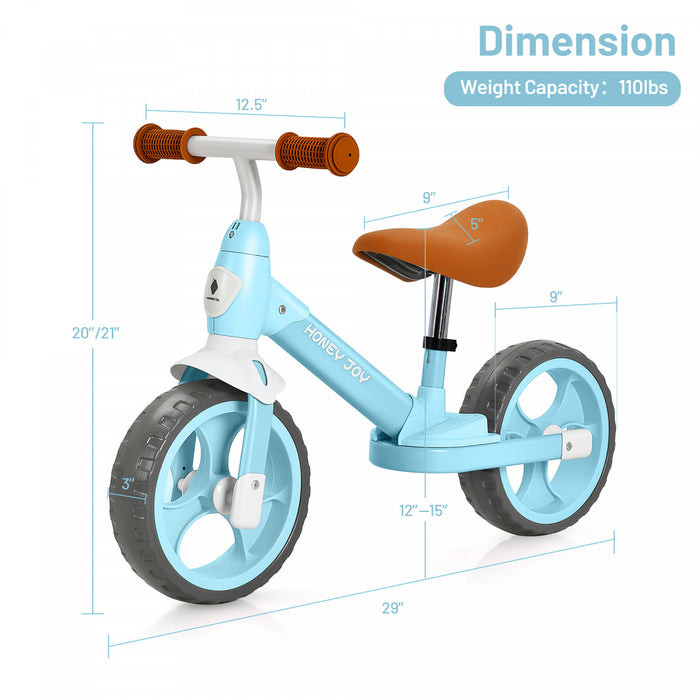 Honey Joy Kids Balance Bike Toddler Training Bicycle W/ Feetrests For 2-5 Years Old Blue