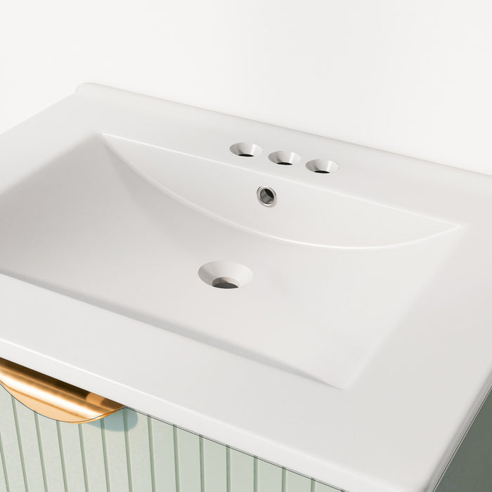Hugo 48 Inch Modern Wall-Mounted Bathroom Vanity with Drawers, Green